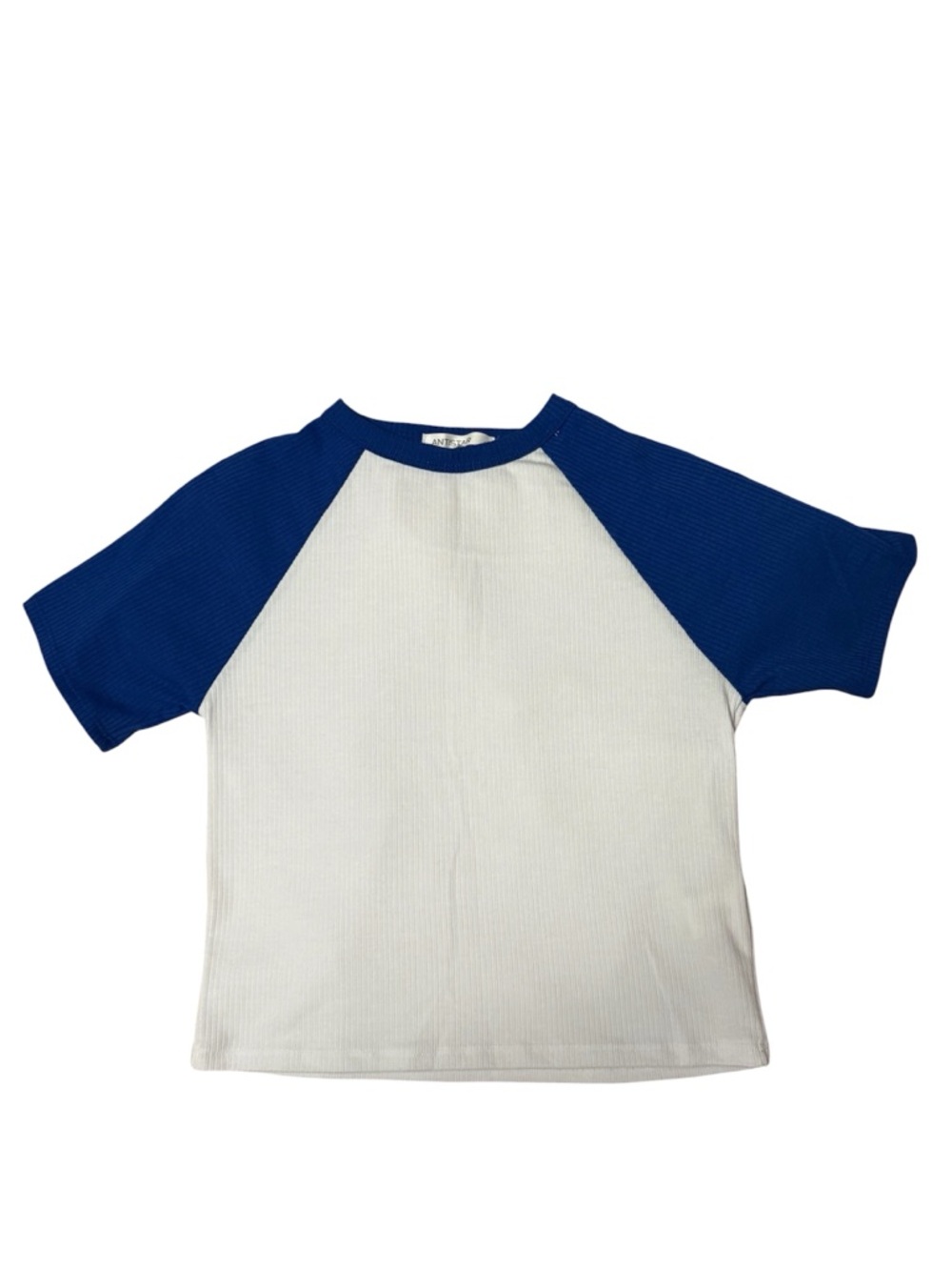 Raglan Short Sleeve Tee in Royal Blue and White